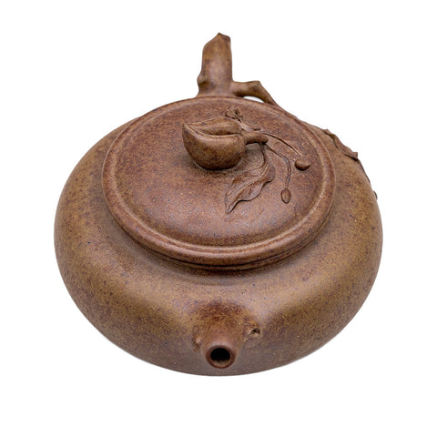 Immortal Peach Flat yixing clay woodfired teapot # 94852