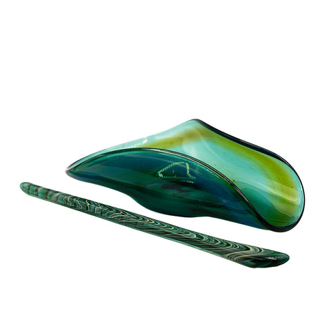 Green Willow Leaf Tea Scoop, cha he, tea presentation vessel # 94943