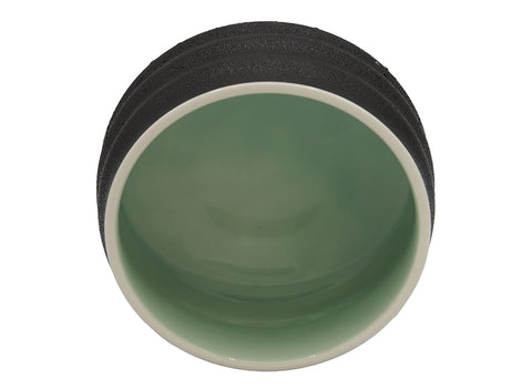 Textured Black and Green Matcha Bowl – Modern Dual-Tone Ceramic Tea Bowl for Matcha Enthusiasts # 93981