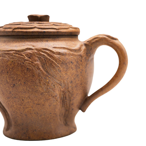 Woodfired Yixing Teapot Lotus Lid with Gold Kintsugi # 95078, 145 ml
