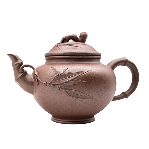 Bamboo Leaf Horizontal yixing clay woodfired teapot # 94797