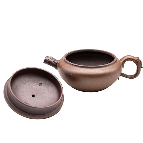 Lion-shaped flat jade yixing clay woodfired teapot # 94821