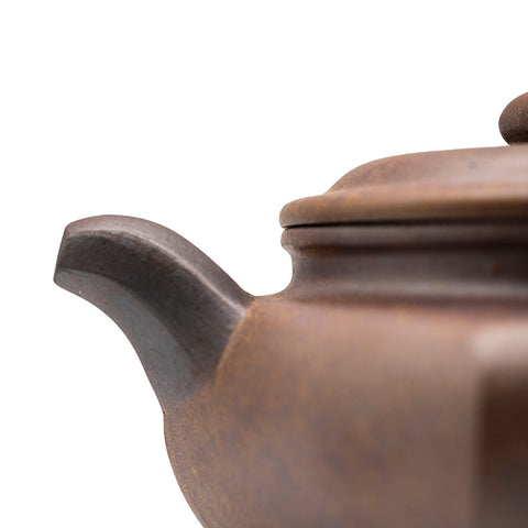 Large hexagonal yixing clay woodfired teapot # 94843