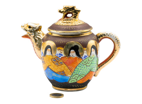 Teapot, Satsuma, handpainted, vintage Japanese. mid-XX century #93067