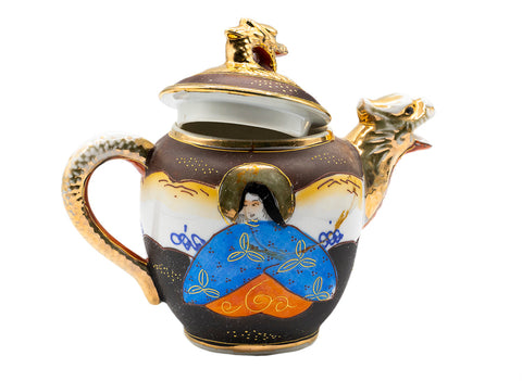 Teapot, Satsuma, handpainted, vintage Japanese. mid-XX century #93067