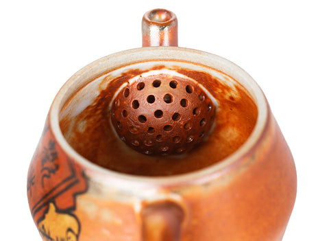 Orange Ceramic Teapot with Calligraphy Design # 94384, 100 ml