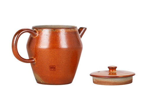 Orange Ceramic Teapot with Calligraphy Design # 94384, 100 ml