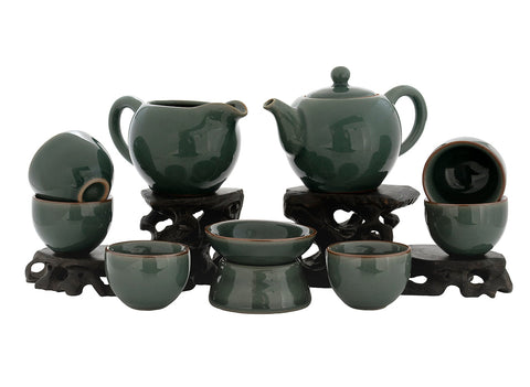 Set for tea ceremony (9 items) # 91049, porcelain: teapot 220 ml, gundaobey 210 ml, teamesh, six cups 50 ml.